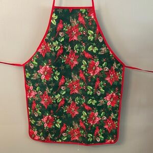 Vintage Cardinal Poinsettia Christmas Apron Unused!
